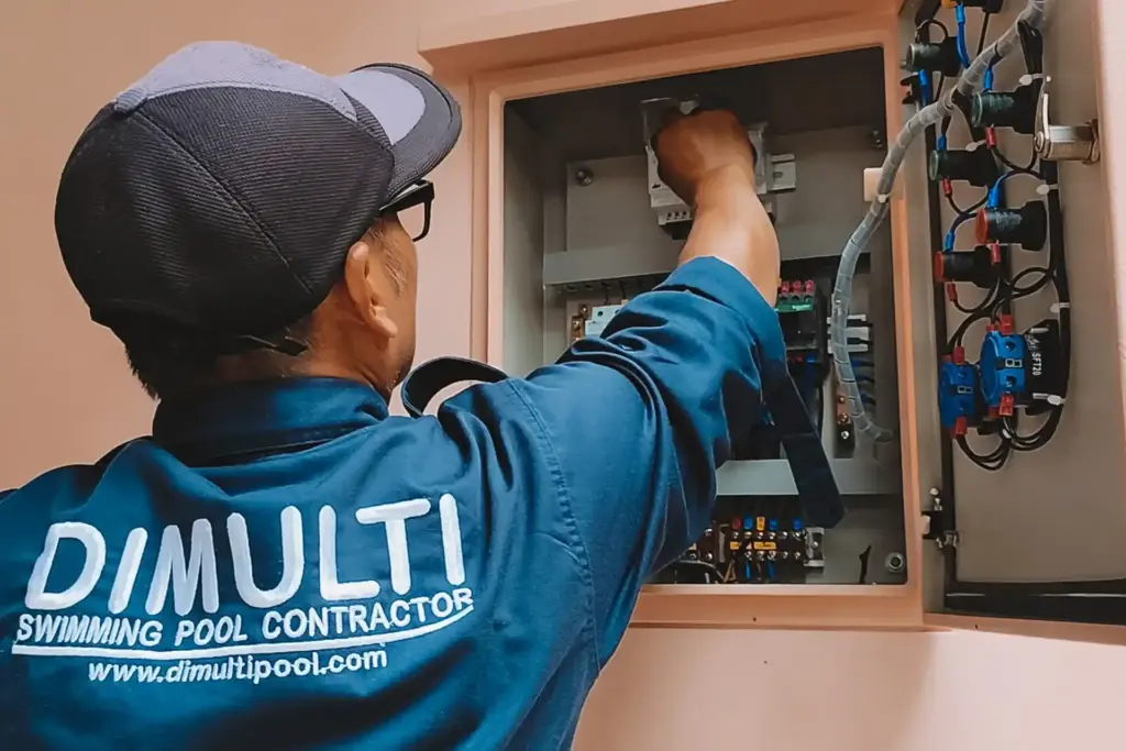 inspeksi panel dan sistim kelistrikan kolam renang