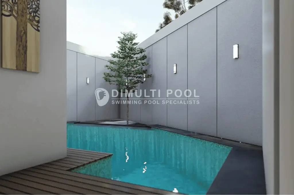 Contoh desain kolam renang free form.