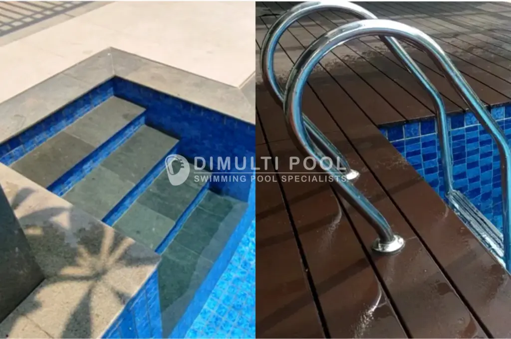 Tangga beton vs stainless steel. Mana yang pas buat kolam renang anda?